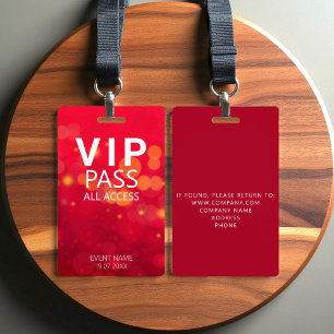 Benutzerdefiniertes VIP All Access Event Red Abzei Ausweis