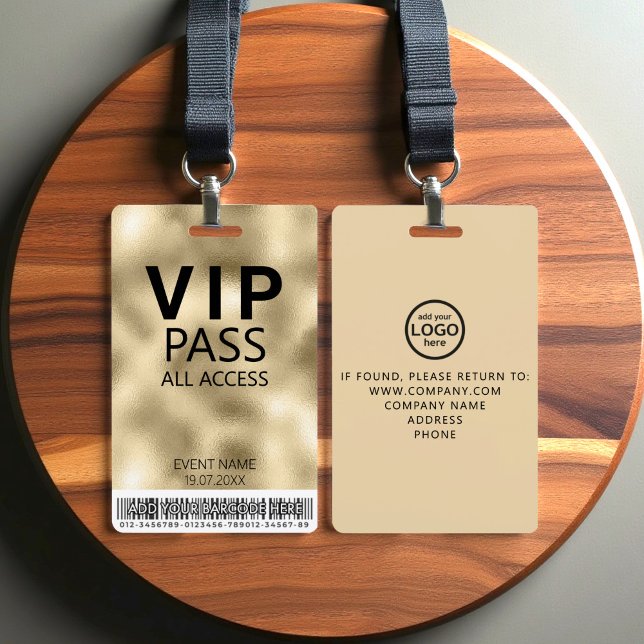 Benutzerdefiniertes VIP All Access Gold Foil Abzei Ausweis (Von Creator hochgeladen)