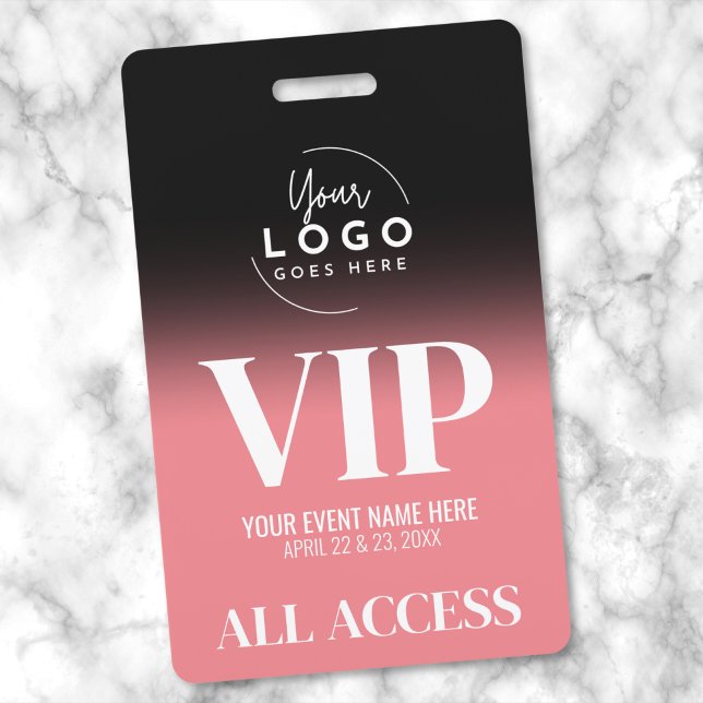 Benutzerdefiniertes VIP-Ereignis für Ihr Logo Ausweis (Event Your Logo Pink Black All Access VIP Badge)
