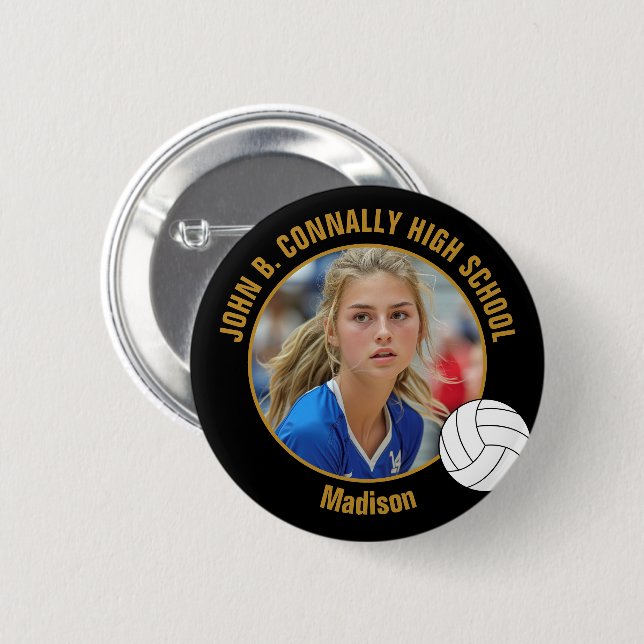 Benutzerdefiniertes Volleyballspieler-Foto High Sc Button (Vorne & Hinten)
