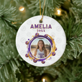 Benutzerdefiniertes Volleyballspieler-Foto Weihnac Keramik Ornament