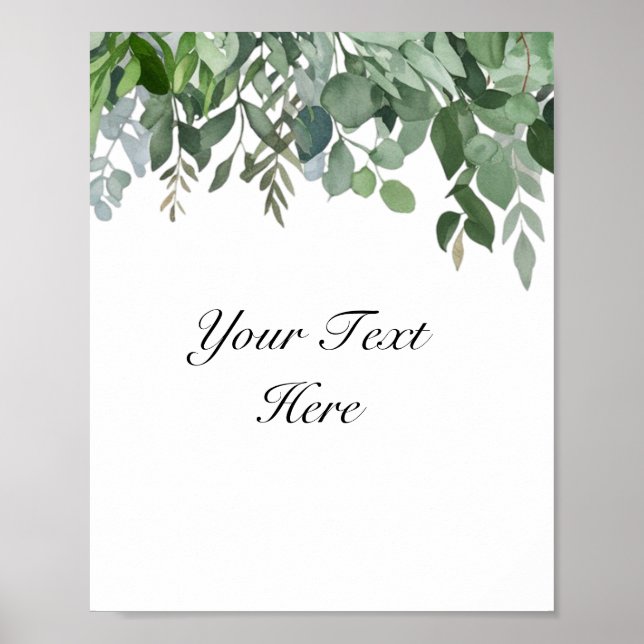 Benutzerdefiniertes Wasserfarbe-Eukalyptus-Grünzei Poster (Vorne)