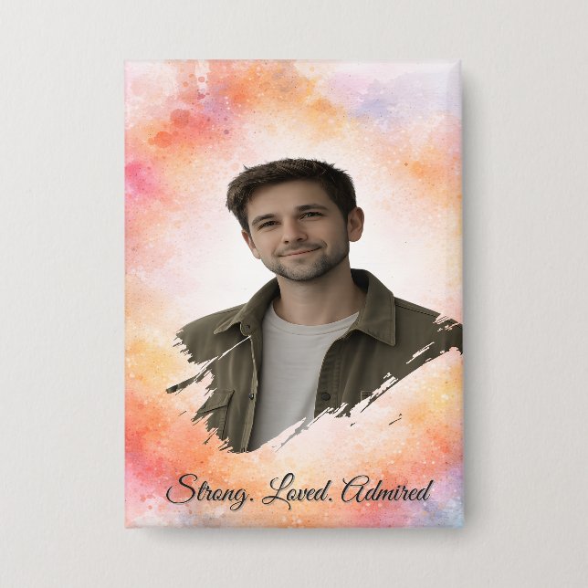 Benutzerdefiniertes Wasserfarbe-Foto-Geschenk zum  Button (Vorderseite)