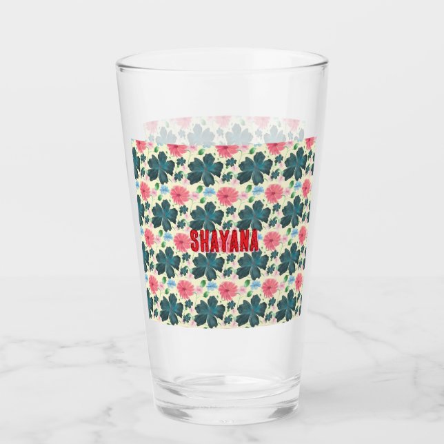 Benutzerdefiniertes Wasserfarben-Blumenmuster-Gesc Glas (Vorderseite)