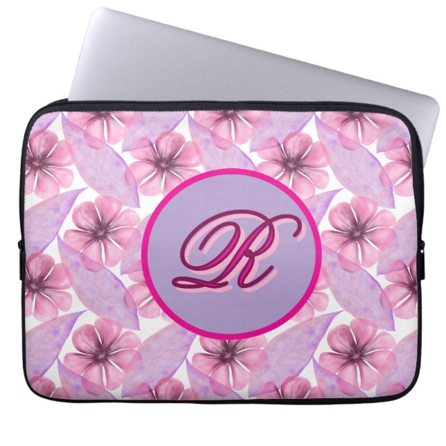 Benutzerdefiniertes Wasserfarben-Blumenmuster-Post Laptopschutzhülle (Vorderseite)