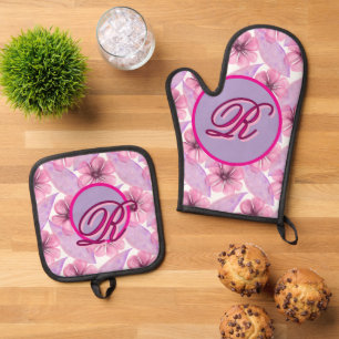 Benutzerdefiniertes Wasserfarben-Blumenmuster-Post Ofenhandschuh & Topflappen-Set
