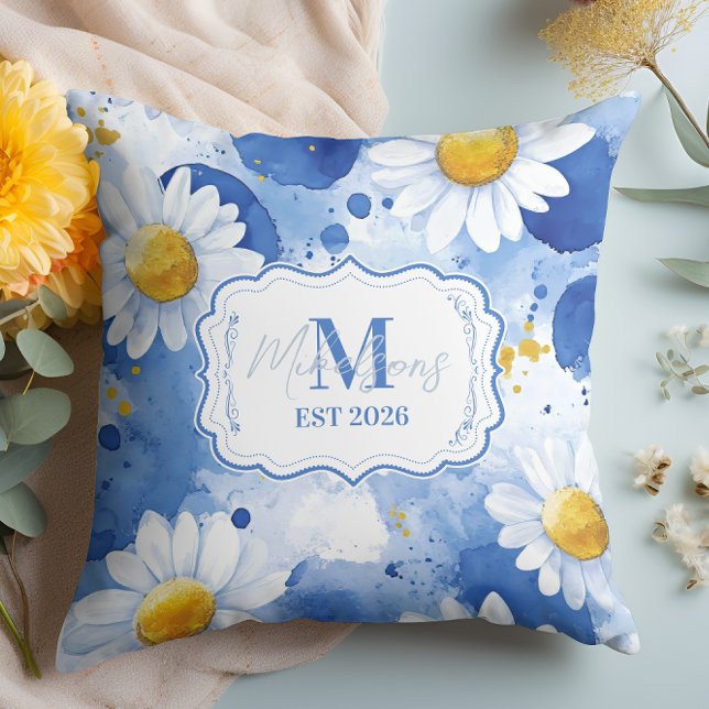Benutzerdefiniertes Wasserfarben-Monogramm-Dekor a Kissen (Von Creator hochgeladen)