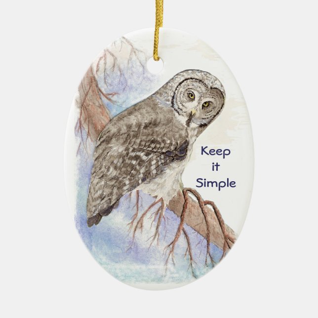 Benutzerdefiniertes Wasserfarben-Owl Behalten Einf Keramik Ornament (Vorne)