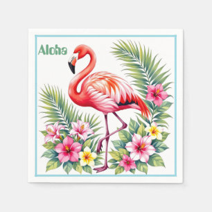 Benutzerdefiniertes Wasserfarben-Rosa-Flamingo-Blu Serviette