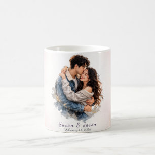 Benutzerdefiniertes Wasserfarben-Valentinstagsgesc Kaffeetasse