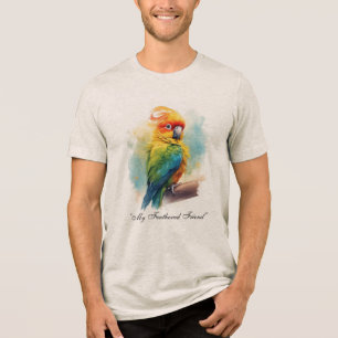 Benutzerdefiniertes Wasserfarben-Vogel-Haustier-Po Tri-Blend Shirt