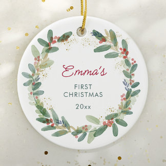 Benutzerdefiniertes Wasserfarben-Weihnachten für B Keramik Ornament