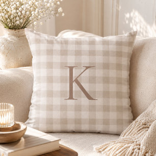 Benutzerdefiniertes weiches neutrales Gingham-Erbs Kissen