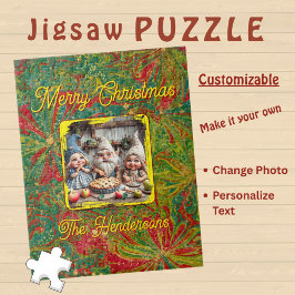 Benutzerdefiniertes Weihnachten Grün Rot Gold abst Puzzle