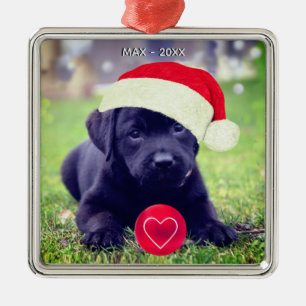 Benutzerdefiniertes Weihnachten Schwarzer Hund Fot Ornament Aus Metall