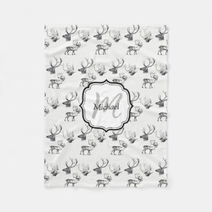 Benutzerdefiniertes Weihnachten Vintage-Hirschkopf Fleecedecke