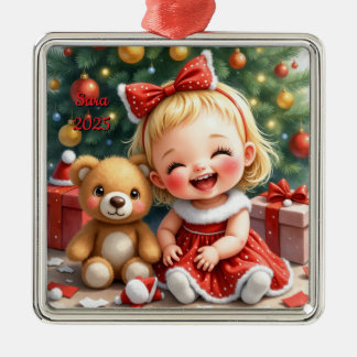 Benutzerdefiniertes Weihnachtsbaby Mädchen Cute Bi Ornament Aus Metall