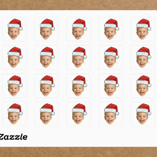 Benutzerdefiniertes Weihnachtsfoto Gesicht mit S Quadratischer Aufkleber