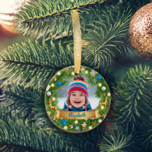 Benutzerdefiniertes Weihnachtsfoto-Ornament für Ki Keramik Ornament