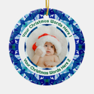 Benutzerdefiniertes Weihnachtsgeschenk mit blau-gr Keramik Ornament