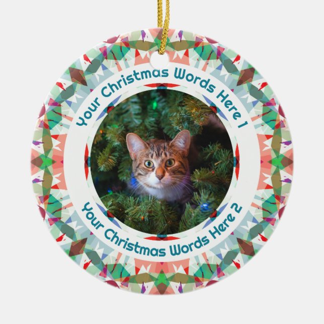 Benutzerdefiniertes Weihnachtsgeschenk mit grünem  Keramik Ornament (Vorne)