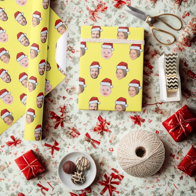 Benutzerdefiniertes Weihnachtsmann-Hut-Gesicht Wei Geschenkpapier (Von Creator hochgeladen)