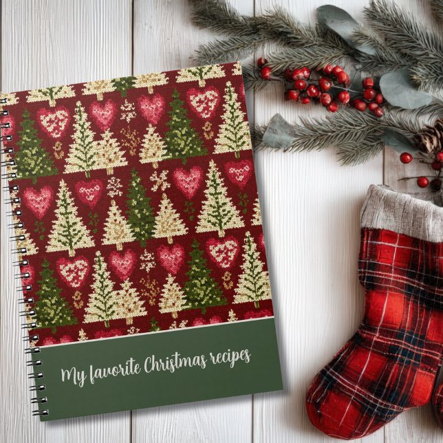 Benutzerdefiniertes Weihnachtsstrickmuster-Rezeptb Notizblock (Von Creator hochgeladen)