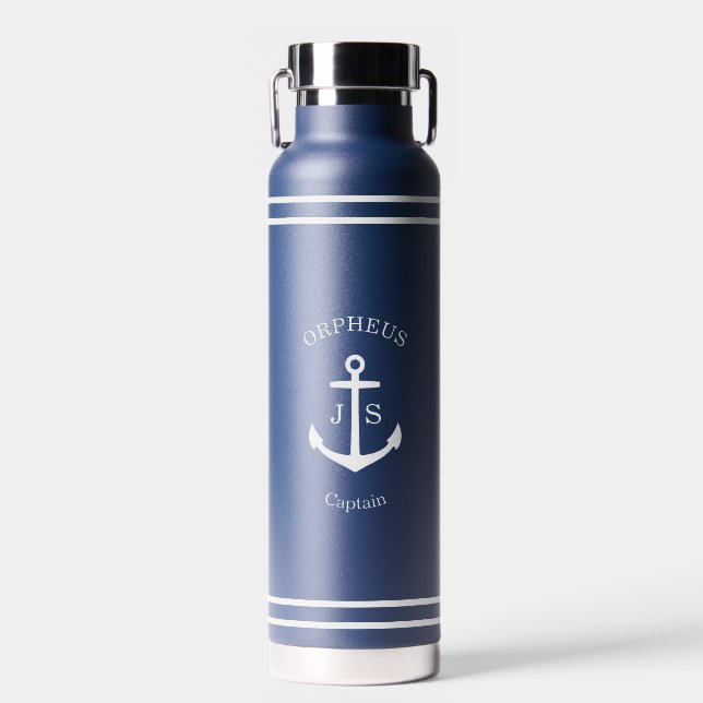 Benutzerdefiniertes weißes Ankerlogo Trinkflasche (Vorne)