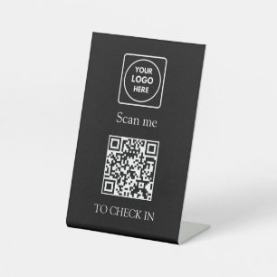Benutzerdefiniertes weißes QR-Anmeldezeichen Bes Sockelschild