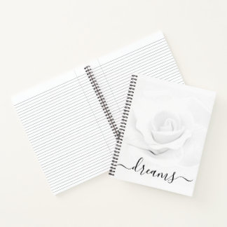 Benutzerdefiniertes Weißes Rosen-Traumtagebuch Notizbuch