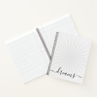 Benutzerdefiniertes Weißes Sunburst-Traumtagebuch Notizbuch