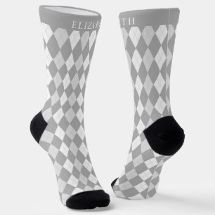 Benutzerdefiniertes Weißlicht Dunkelgrau Argyle-Mu Socken