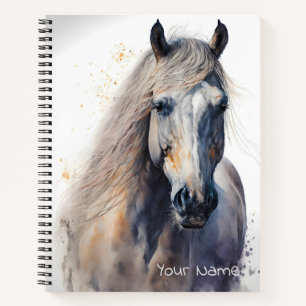 Benutzerdefiniertes White Horse Watercolor Notizbu Notizbuch