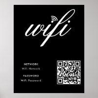 Benutzerdefiniertes Wifi Network QR Code Black Pos