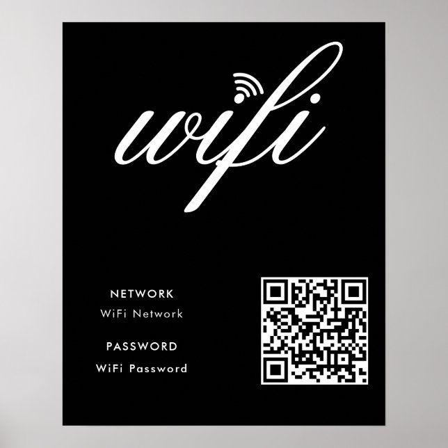 Benutzerdefiniertes Wifi Network QR Code Black Pos Poster (Vorne)