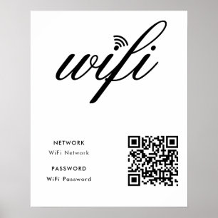 Benutzerdefiniertes Wifi Network QR Code Weißes Po Poster