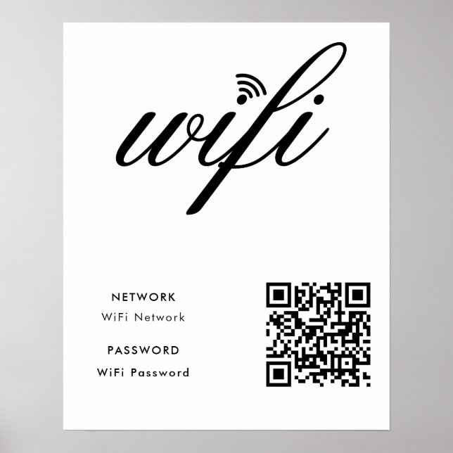 Benutzerdefiniertes Wifi Network QR Code Weißes Po Poster (Vorne)