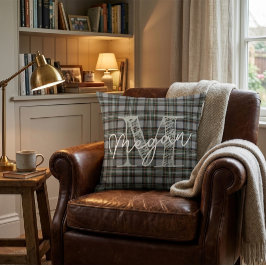 Benutzerdefiniertes Winter-Tartan-Kissen mit Monog Kissen