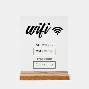 Benutzerdefiniertes WLAN-Passwort-Acryltischschild Acrylschild