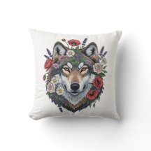 Benutzerdefiniertes Wolf mit floraler Krone Wurfki
