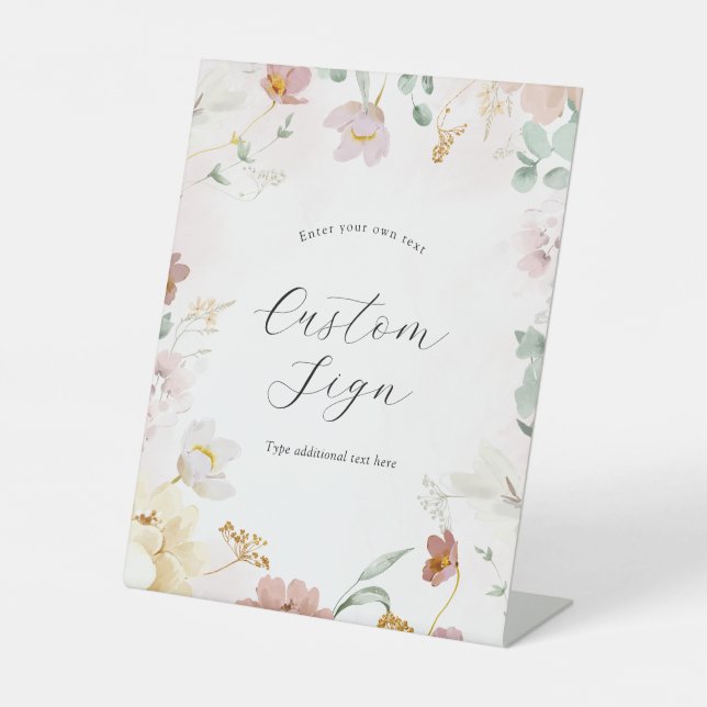 Benutzerdefiniertes Zeichnen von rosa blühenden Bl Sockelschild (Vorderseite)