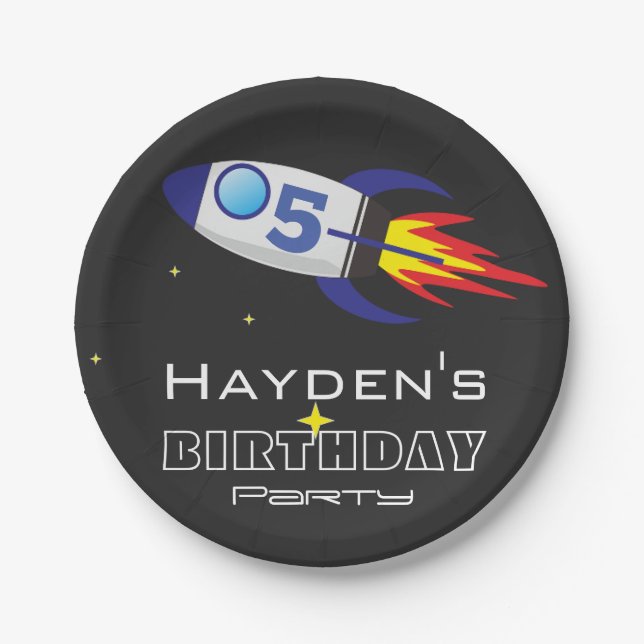 Benutzerdefiniertes Zeitalter für den Space Rocket Pappteller (Vorderseite)