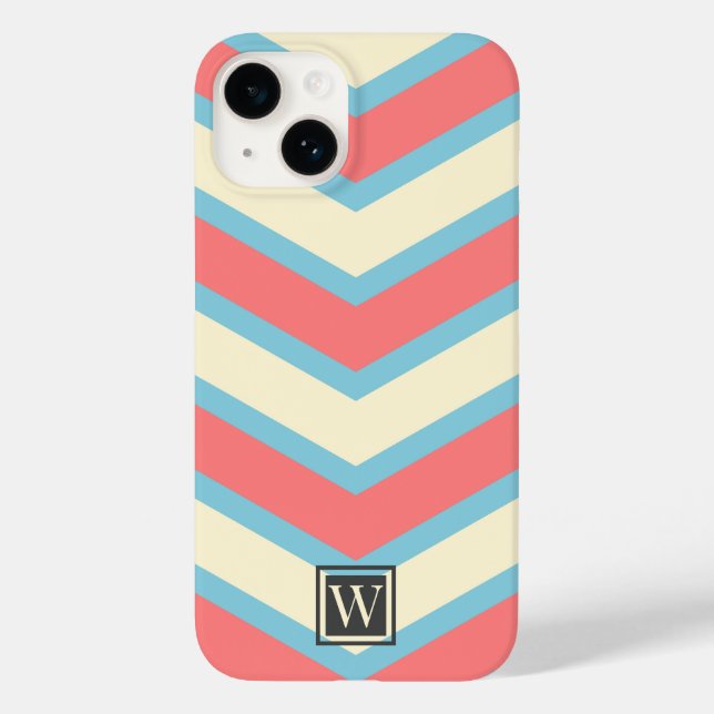 Benutzerdefiniertes Zickzack Monogramm Pastell Ora Case-Mate iPhone Hülle (Rückseite)