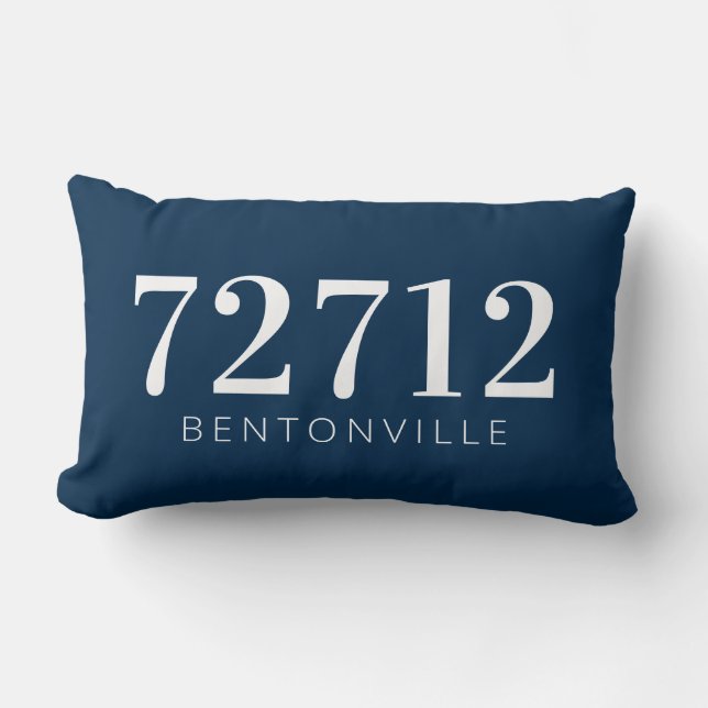 Benutzerdefiniertes Zip-Code Heimat Pillow White N Lendenkissen (Vorderseite)