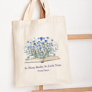 Benutzerdefiniertes Zitat Blaue Wildblumen wachsen Tragetasche