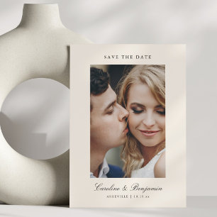 Benutzerdefiniertes Zwei-Foto-Script QR Elfenbein Save The Date