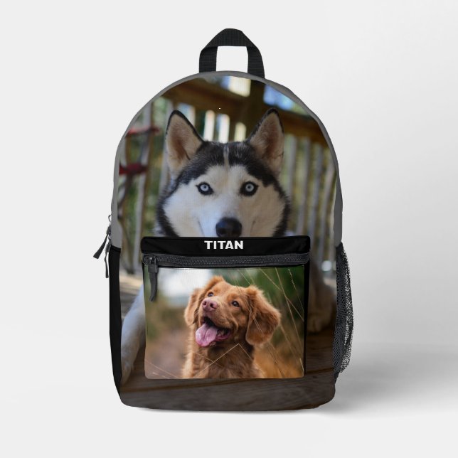 Benutzerdefiniertes Zwei-Hund-Foto Bedruckter Rucksack (Vorderseite)