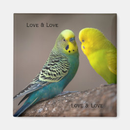 Benutzerdefiniertes Zwei-Parrot-Bild mit Text Love Magnet