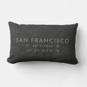 Benutzerkarte San Francisco  Karkohle Grau Lendenkissen