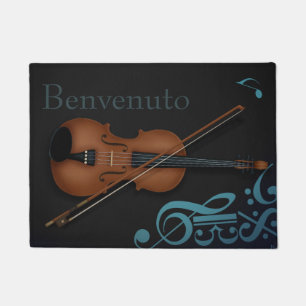 "Benvenuto" Violin & Bow Elegantes Schwarz & Türki Fußmatte